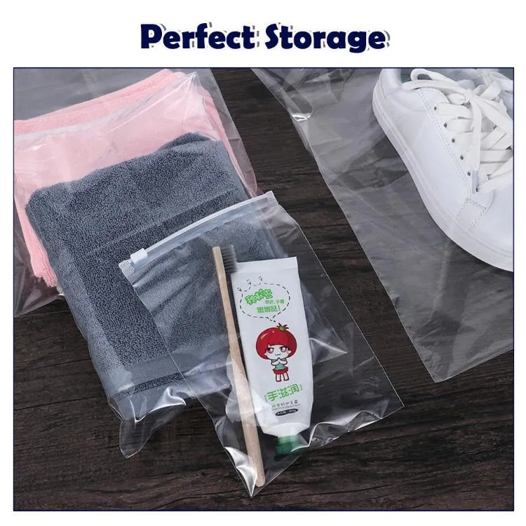 Clear Resealable Plastic Zip Lock Bag Portable Travel Clothes Storage  Waterproof Plastic Bag with Zip