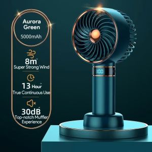 Niye New Summer Handheld Small Fan Mini Portable Electric Fan USB Powerful Fan Intelligent Digital Display Home Outdoor Wireless Fan