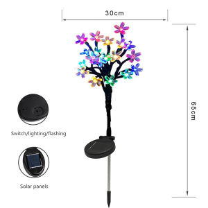 Solar Lampu Raya Cherry Flower Lampu Solar Lawn Light Waterproof Fairy Lights Outdoor Solar Flower Light for Garden Christmas Tree Decorative Light Ramadan Decoration