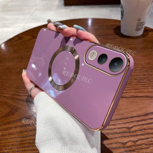 For VIVO V50 Lite 5G 4G Case Ultra Thin Solid Color Electroplated Casing For VIVO V50Lite VIVOV50 Lite With Magnetic Ring Wireless Charging Phone Cover
