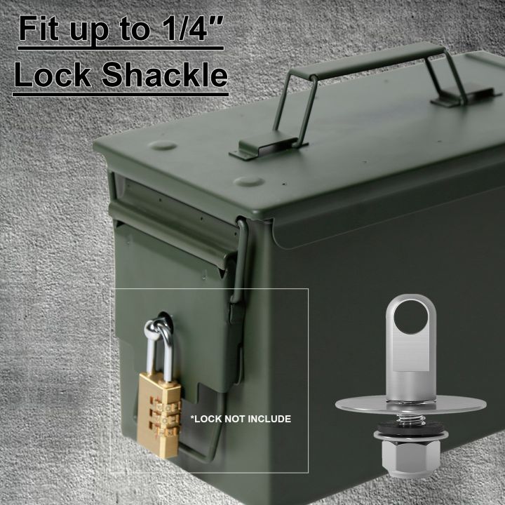 50 Cal Ammo Box Can Steel Secret Hidden Safe Lock Hardware Kit Army ...