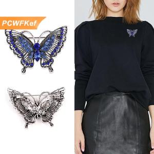 【PCWFKef】 Cổ điển Rhinestone pha lê Rỗng ra bướm trâm cài cho phụ nữ áo hàng may mặc đồ trang sức bên đồ trang trí