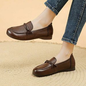 Loafers Calfskin Mom Shoes Soft Sole Anti-skid Slip on Single Shoes Swollen Feet Customized