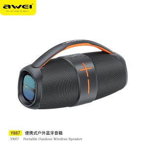Awei Y887 Portable Bluetooth Speaker Boomboxes Outdoor Speakers Subwoofer IPX5 Waterproof Colorful Lights Support TWS Connection AUX TF Card
