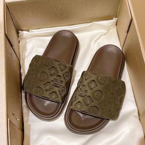 Free Shipping 2026 New Summer Slippers For Women Fashionable And Versatile With Velcro Straps Platform Soles And Embossed Designs Suitable For Both Indoor And Outdoor Wear