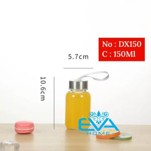 Bình Đựng Nước Thủy Tinh Có Dây Xách Tiện Lợi Nhiều Màu 150Ml DX150