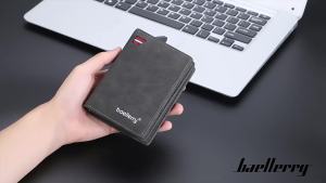 AEbaellerry  New mens wallet with matte finish zipper multiple card slots vertical design anti-theft protection and a high-end feel small coin purse