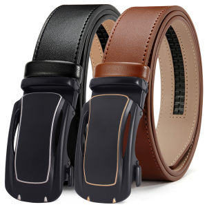 DOOPAI Mens Automatic Sliding Buckle Genuine Leather Business Mid-Aged High-end Young Adult Vintage Metal High Quality Fashion Casual Accessories
