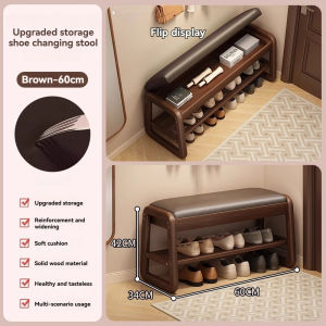 Shoe Changing Bench with Seat Flip-top Storage cushion Shoe Rack Integrated Entryway Storage Stool