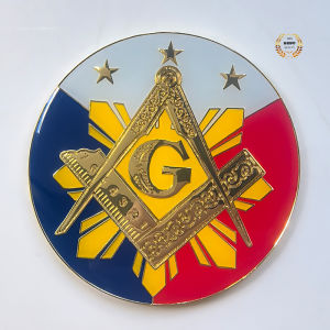 3 Inch Solid High Quality Metal MASON Emblem Sun Flag Masonic Car logo