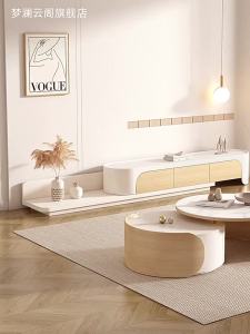 2026 Cream style TV cabinet simple home living room floor cabinet modern small apartment escopic coffee table TV cabinet combination