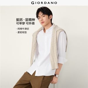 Giordano Men 100% cotton oxford long sleeve shirt Free Shipping 01046122