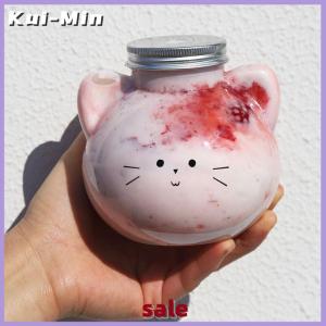 Kui-Min Kawaii Cat Water Bottles For Milk Tea Coffee Juice Portable Drinking Cup Home Transparent Juicing Beverage Drink Bottle BPA Free