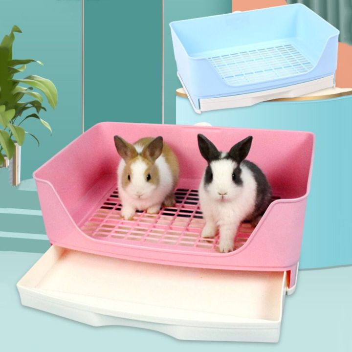 HTRF Rectangular Rabbit Litter Box with Drawer Plastic Large Space Pet ...