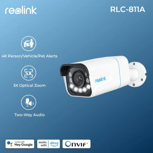 Reolink RLC-811A 4K PoE Security Outdoor IP Camera with Human/Vehicle Detection 5X Optical Zoom Motion Spotlight Color Night Vision Time-Lapse Two-Way Talk RLC-811A