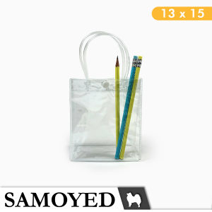 SAMOYED Tas Plastik Mika Transparan / Hampers / Souvenir / Tote / Goodie Bag PVC Uk. 13 x 15 x 7 cm