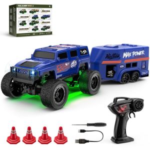 PAZNUL with Trailer Mini RC Climbing Car 1:64 Full Scale Children Toy Model 2.4G Remote Control Off-road Vehicle Car Gift Toys