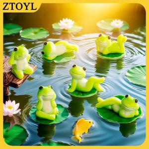 ZTOYL 5 6 bức tượng ếch vui nhộn hoạt hình trang trí phòng khách máy tính để bàn phụ kiện trang trí bể cá cảnh quan vi mô