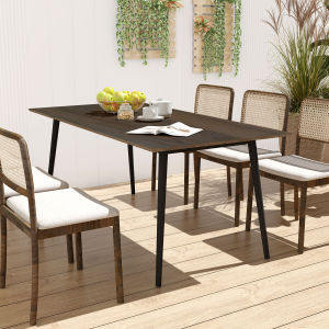 déTrend Farmhouse Style Solid Wood Rectangular Dining Table for 7-10 People - 71 Inch New Brown