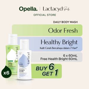 [Buy 6 Get 1] Lactacyd Odor Fresh Feminine Wash 6x60mL-  Pembersih Kewanitaan untuk Bebas Bau Tak Sedap 24 Jam + FREE Lactacyd Healthy Bright 60ml