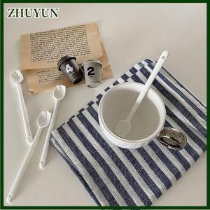 ZHUYUN 1 cái Tulip gốm muỗng cà phê dài xử lý kem Muỗng tráng miệng trà sữa mật ong thanh khuấy công cụ