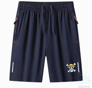 Mens Quick-Dry Polyester Shorts with Logo Patch Casual Fit Elastic Waist US Size