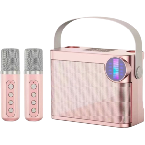 5210A ชมพู ลำโพงคาราโอเกะ บลูทูธ 5.3 พร้อมไมโครโฟนคู่ ลำโพงบลูทูธ ของขวัญ ไฟ LED ลำโพงไมโครโฟนไร้สาย การรวมตัวของครอบครัว