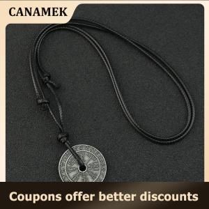【 CANAMEK 】 Personality Trend Vintage Viking Rune Compass Pendant Necklace Jewelry High Quality Metal Amulet For Men Accessories Gift
