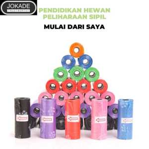 1roll isi 15 Pup Bag Motif Plastik Pup Kucing Kantong poop anjing kucing organik kantong sampah terurai
