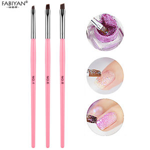 3Pcs Nail Art Brush Pink Oblique Head Phototherapy Pen UV Gel Painting  Pen Nail Art  Tips Drawing Painting Brush Manicure Tools Set