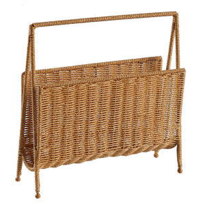 Handwoven Rattan Magazine Holder Practical Light Brown Magazine Organizers Sturdy Artificial Rattan Storage Stand