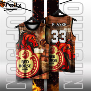[OFSDIY][Free Customization]Jersey For Men Basketball New Beer Jersey Inspired Red Horse Basketball Sleeveless Jersey Mens Outdoor Sports Clothing