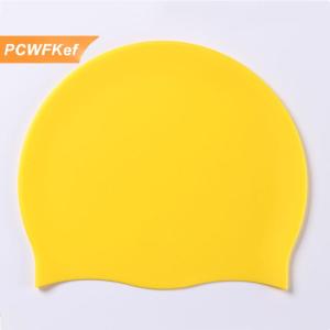 【PCWFKef】 หมวกว่ายน้ำซิลิโคนโลกผู้ชายผู้หญิงผมยาวกันน้ำสีกีฬายืดหยุ่นสูงหมวกว่ายน้ำสระว่ายน้ำผู้ใหญ่หมวกดำน้ำ