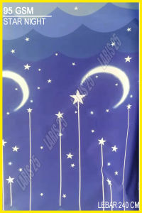 Bahan Kain Katun Mikrotex Utk Sprei Gorden Bedcover Per 05M Dan 1M Termurah Motif Star Night