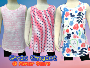 Singlet Budak Perempuan Girl Singlet Tank Top Baju Kanak-Kanak Sleeveless