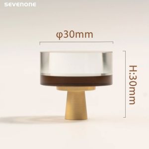 Original High-End Brass Crystal Glass Color-Block Cabinet Handle Transparent Simple Glass Cabinet Knob
