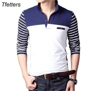 TFETTERS Spring Autumn Casual Men Long Sleeve T-shirt Cotton Elastic Slim Fit Dress T Shirt Men V-Neck Stripe Men Tops & Tees2026
