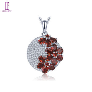 Natural Garnet Silver Pendants for Women 2.85 Carats Genuie Garnet Romantic Style Women Anniversary Gifts Top Quality Jewelry