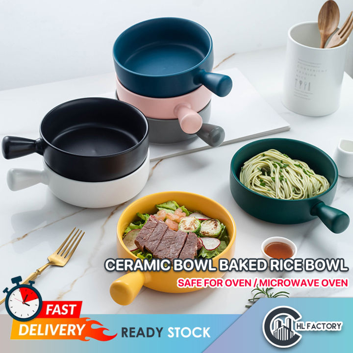 HLFACTORY Ceramic Bowl Baked Rice Bowl With Handle Lazada