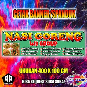 Cetak Banner Cetak Spanduk  NASI GORENG W3 GROUP BISA REQUEST