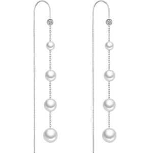 [SG seller]S925 sterling silver pearl eardrop earrings atmospheric Ear Threads womens new temperament high-end queen style