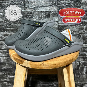#Croccs LR008 รองเท้าแตะแบบสวม ใส่เทใส่สวย งานดีทุกคู่ มีไซส์ผู้ชายผู้หญิง เป็นรองเท้ายาง สีเทา