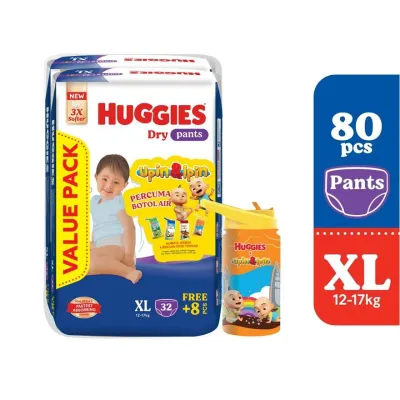 HUGGIES Dry Pants Diapers Value Twin Pack XL (40SX2) - Absorbent and dry diapers for baby