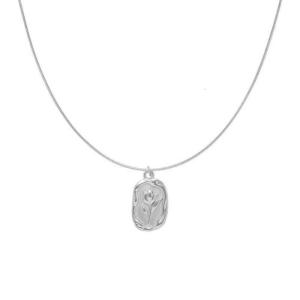 Stylish Embossed Tulips Unique Flower Pendant Neckchain Adjustable Clavicle Chain Choker for Fashionable Women