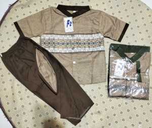 Setelan baju Koko Anak Laki-Laki Katun Toyobo Lengan Pendek Motif Etnik Warna Cerah Usia 1-15 Tahun