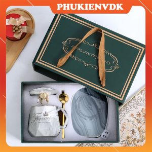 Ly cốc sứ Cặp Đôi Crown kèm hộp quà đế hâm nóng 55 độ quà tặng bạn gái bạn trai