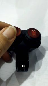 saklar on/off 2 tombol full besi dan lampu / saklar on/off 2 fungsi breket stang bahan besi dan lampu