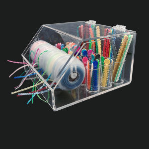 2 In 1 Acrylic Organizer Dental Storage Box for Rubber Bands and Power Chain 15 Holes