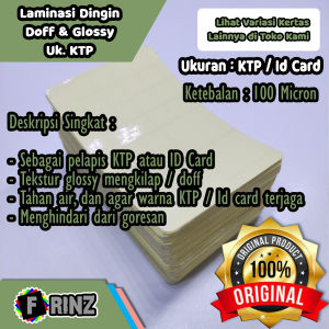 (ISI 10) Sticker Laminasi Dingin Glossy dan Doff KTP Laminating ID Card Tahan Air 100 Micron