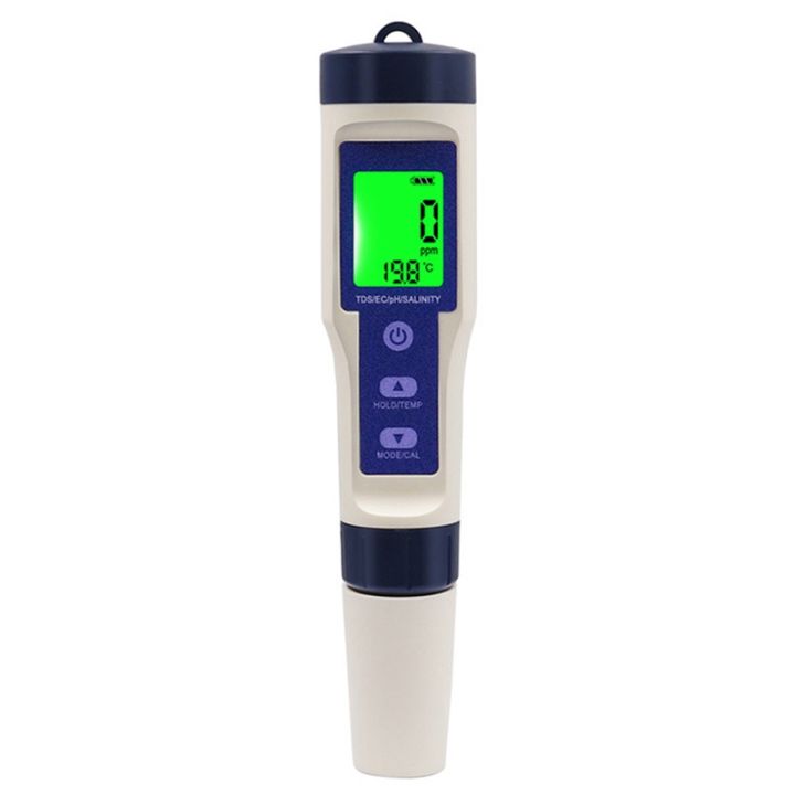 Water Tester Water Quality Tester Digital PH Meter PH EC TDS Salinity Temp 5 1 Pen Precise Lcd Multifunctional Monitor Test Aquarium Hydroponics